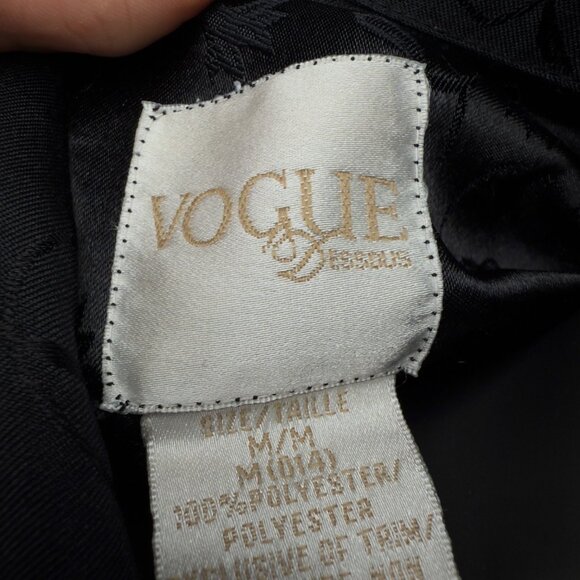 VOGUE Dessous VTG Jacquard Satin Button Front Long Sleeve‎ Black Pajama Set Sz M - Picture 16 of 16